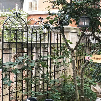 Traliccio da giardino in metallo nero antiruggine da 180 x 50 cm per piante rampicanti