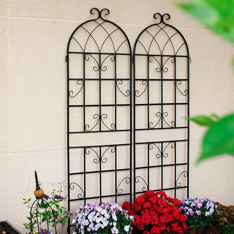 Traliccio da giardino in metallo nero antiruggine da 180 x 50 cm per piante rampicanti
