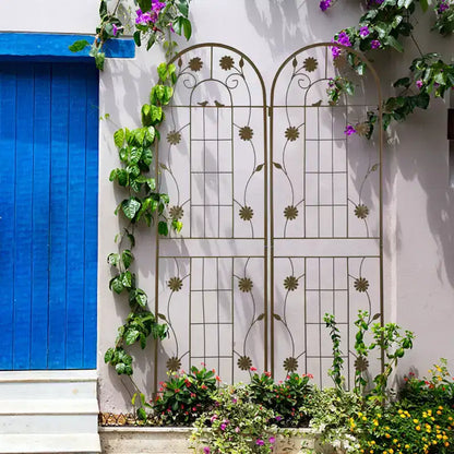 Traliccio da giardino in metallo nero antiruggine da 180 x 50 cm per piante rampicanti