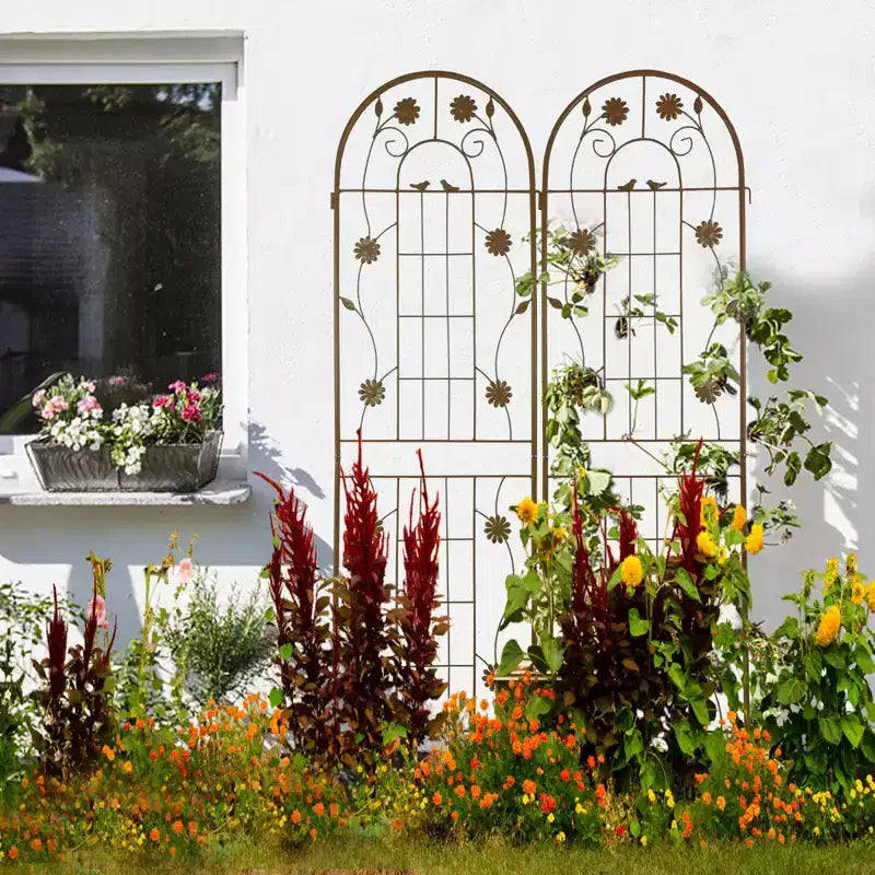 Traliccio da giardino in metallo nero antiruggine da 180 x 50 cm per piante rampicanti