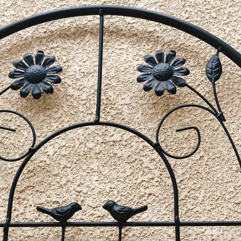 Traliccio da giardino in metallo nero antiruggine da 180 x 50 cm per piante rampicanti