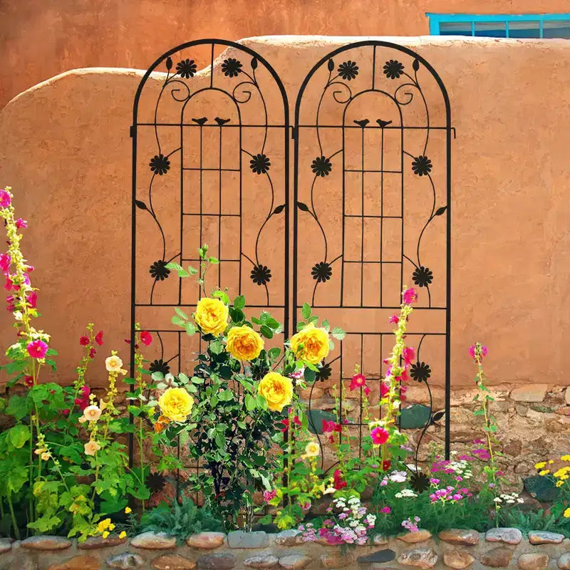 Traliccio da giardino in metallo nero antiruggine da 180 x 50 cm per piante rampicanti