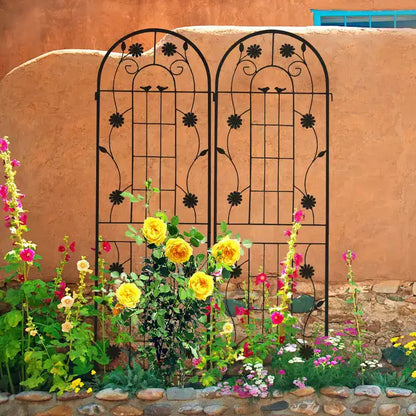 Traliccio da giardino in metallo nero antiruggine da 180 x 50 cm per piante rampicanti