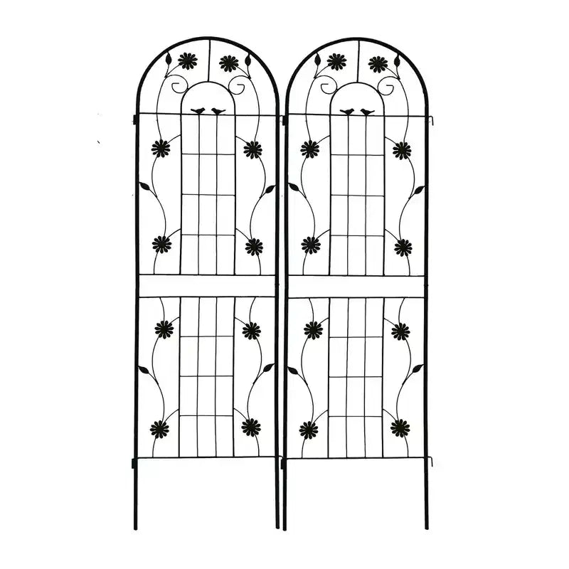 Traliccio da giardino in metallo nero antiruggine da 180 x 50 cm per piante rampicanti