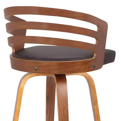 Sgabello da bar girevole Mid-Century da 30" con sedile in similpelle e struttura in noce – Marrone