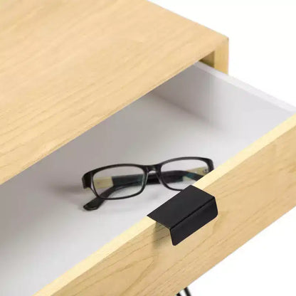 Tavolino Newell in Legno Naturale e Metallo con Cassetto Contenitore – Mid-Century Modern