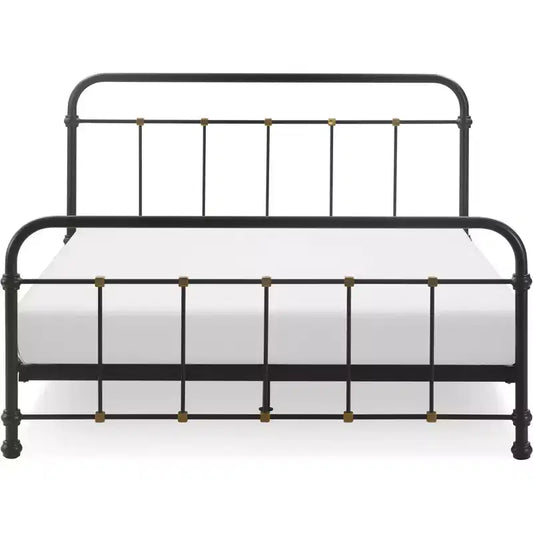 Renaud Parisian Metal Bed Black/Brass - Adore Dcor